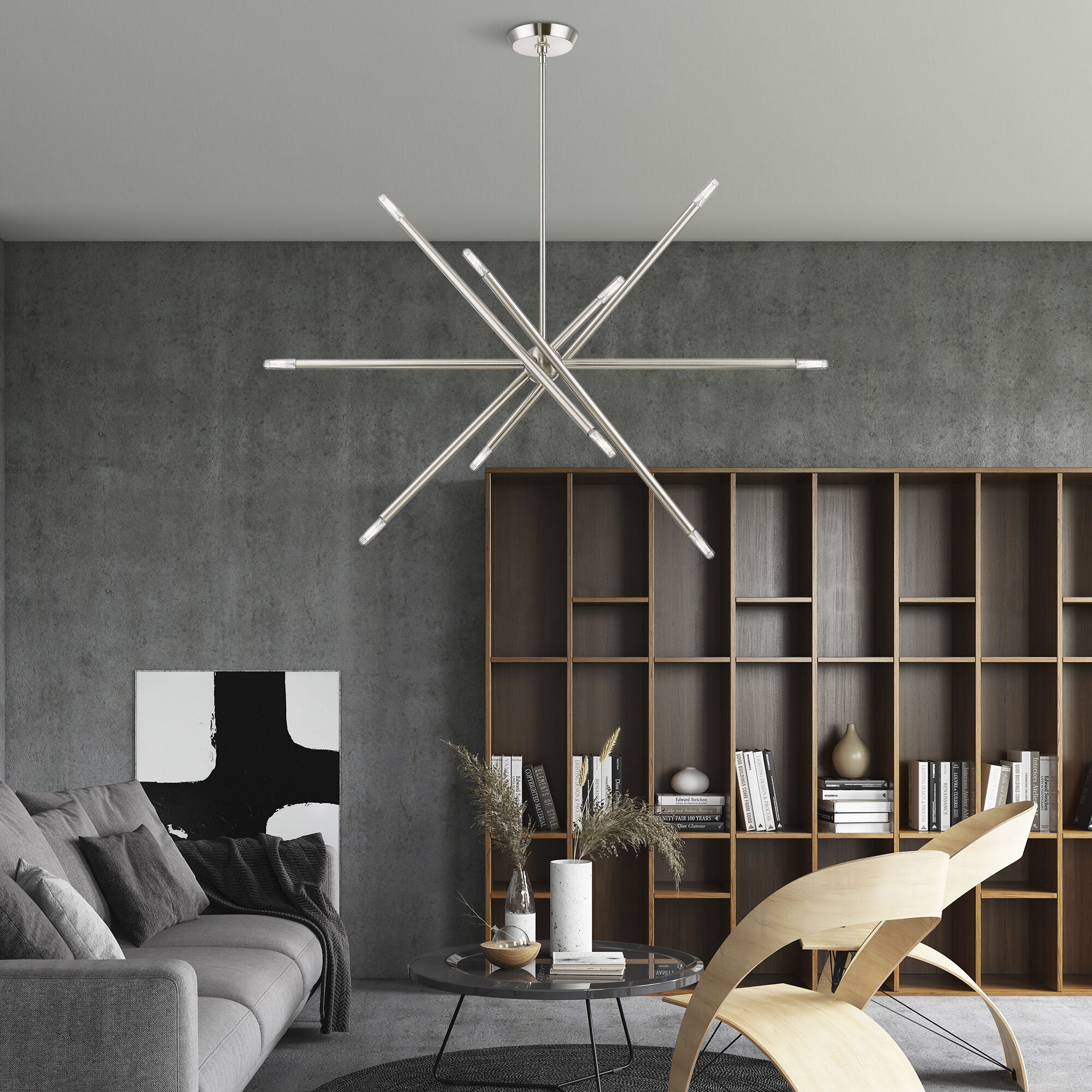 Soho Linear Chandelier Ceiling Light in Brushed Nickel