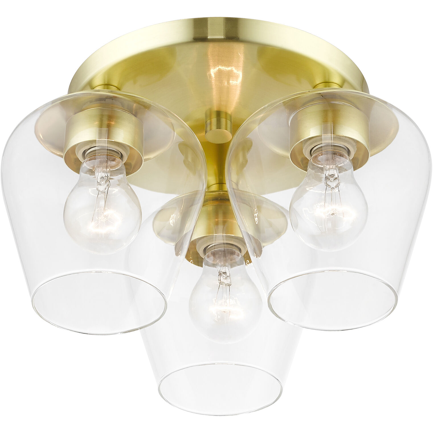 Willow 3 Light 13 inch Satin Brass Flush Mount Ceiling Light