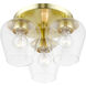 Willow 3 Light 13 inch Satin Brass Flush Mount Ceiling Light