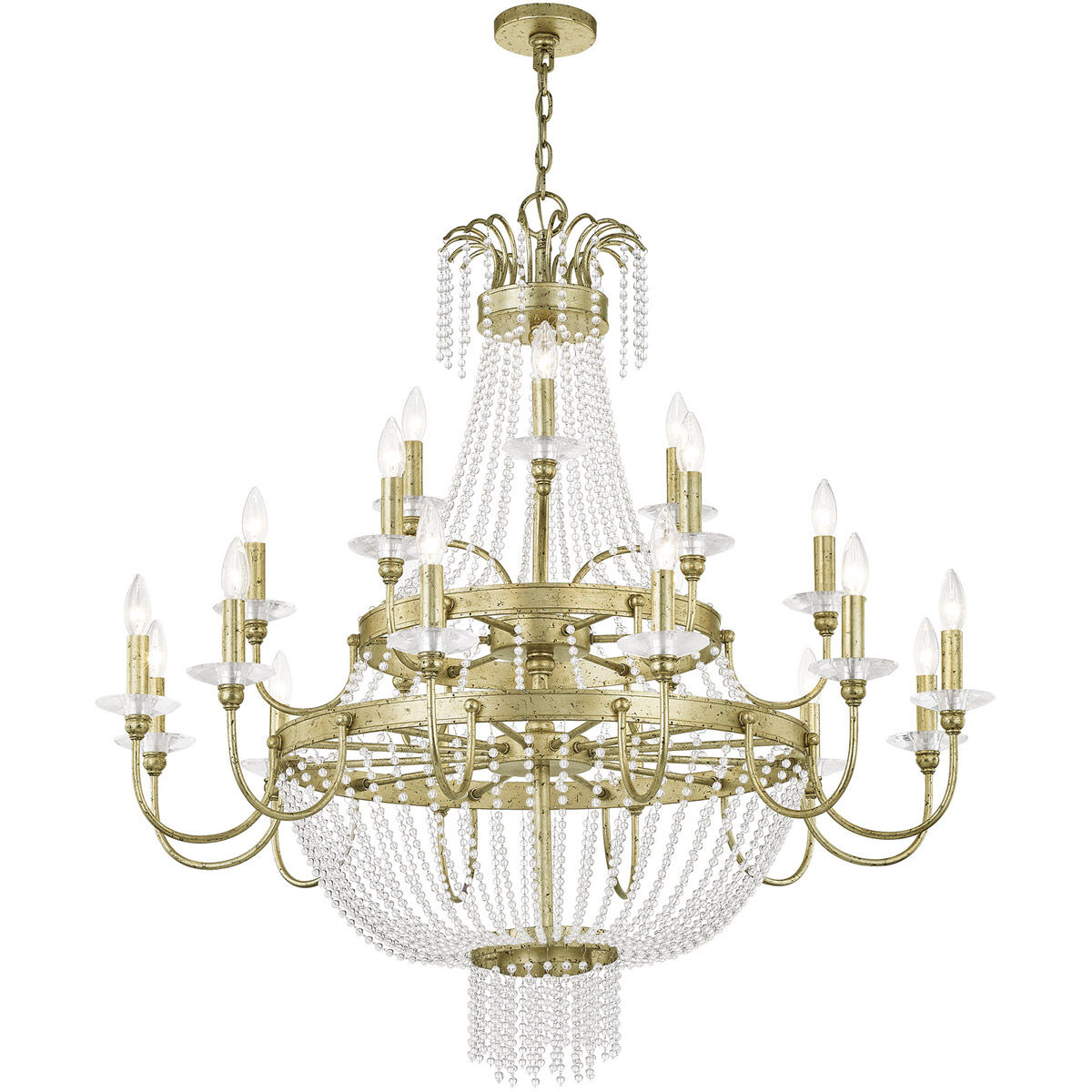 Valentina 21 Light 42 inch Hand Applied Winter Gold Foyer Chandelier Ceiling Light