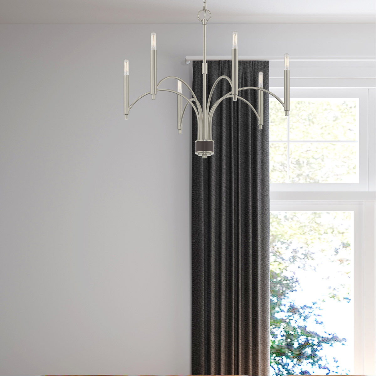 Wisteria 6 Light 26 inch Brushed Nickel Chandelier Ceiling Light