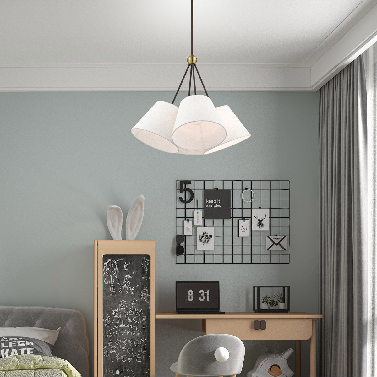 Prato 4 Light 25 inch Bronze with Antique Brass Accents Chandelier Ceiling Light