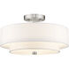 Claremont 3 Light 15 inch Brushed Nickel Semi-Flush Mount Ceiling Light