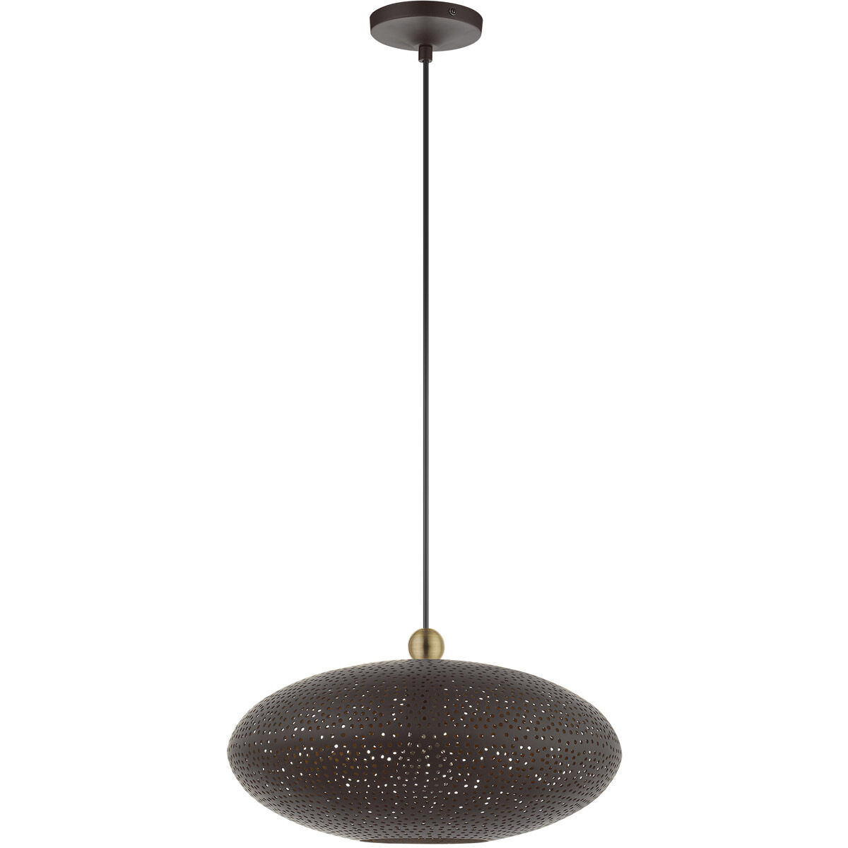 Dublin 1 Light 16 inch Bronze with Antique Brass Accents Pendant Ceiling Light