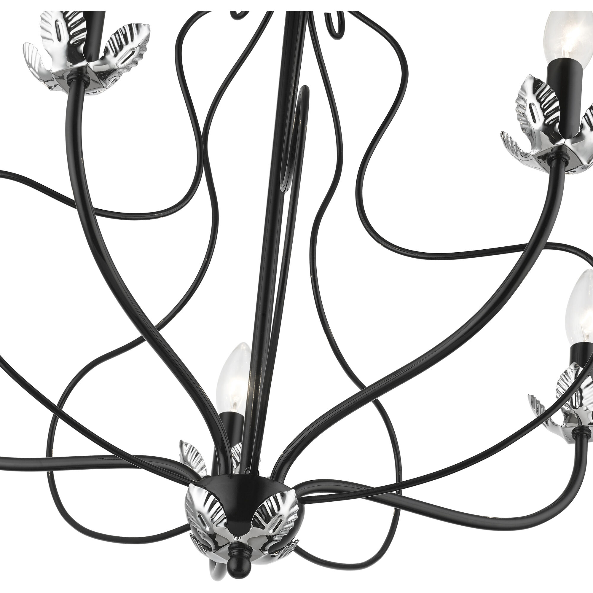 Katarina 5 Light 23 inch Shiny Black with Polished Chrome Accents Chandelier Ceiling Light