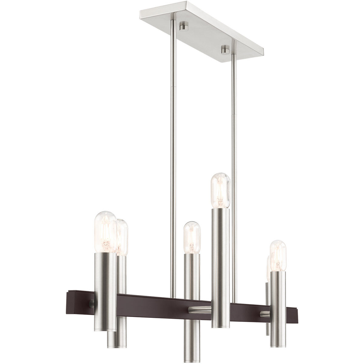 Helsinki 6 Light 8.25 inch Brushed Nickel with Bronze Accents Chandelier Ceiling Light