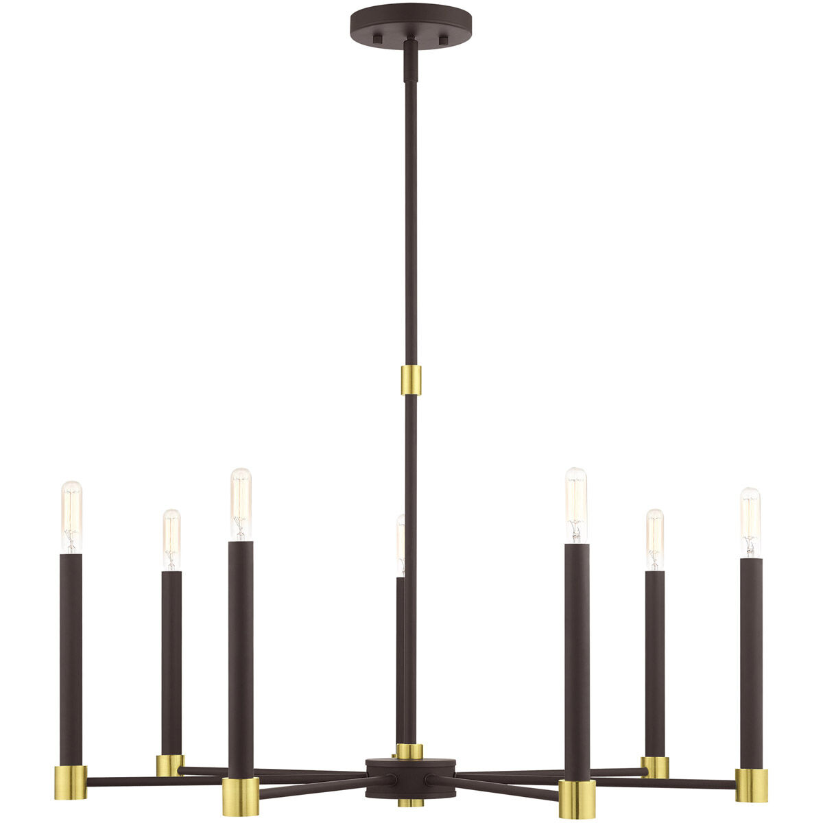 Karlstad 7 Light 28 inch Bronze with Satin Brass Accents Chandelier Ceiling Light