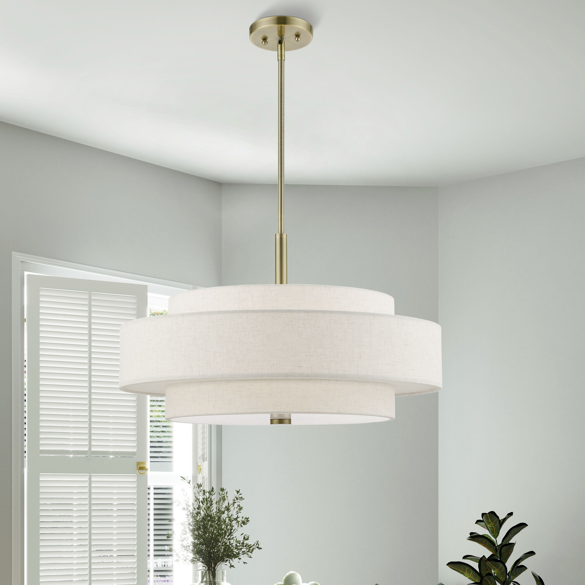 Monroe 5 Light 24 inch Antique Brass Pendant Chandelier Ceiling Light