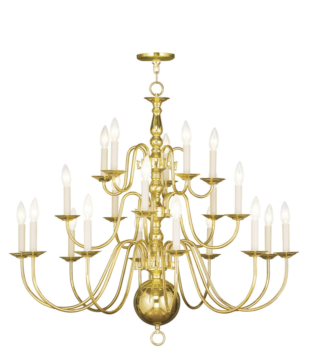 Williamsburgh 20 Light 36 inch Polished Brass Chandelier Ceiling Light