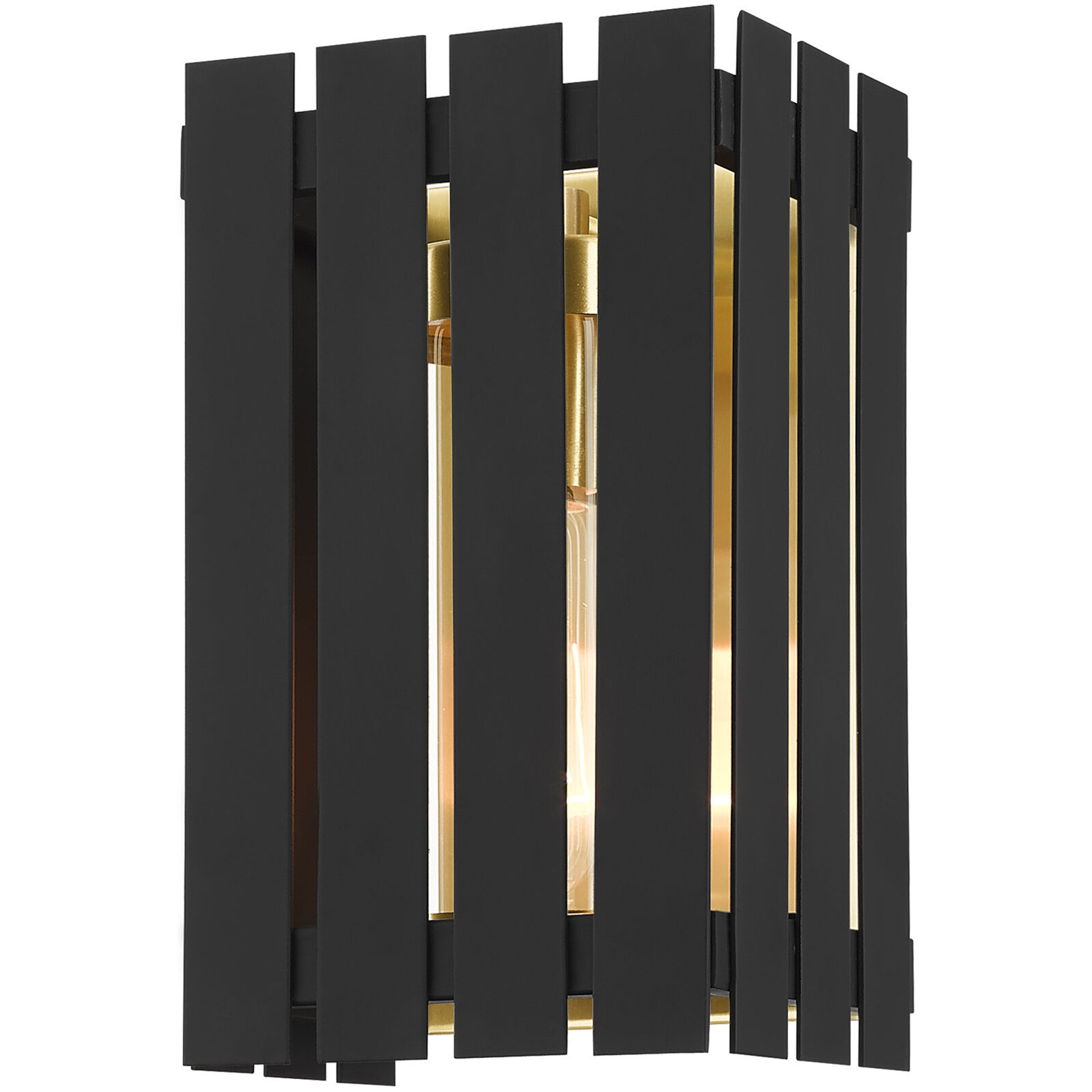 Greenwich 1 Light 10 inch Black with Satin Brass Accents Outdoor Wall Lantern