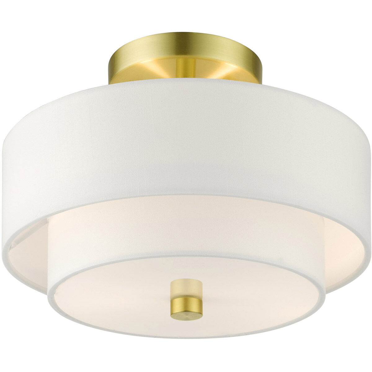 Meridian 2 Light 13 inch Satin Brass Semi Flush Ceiling Light