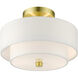 Meridian 2 Light 13 inch Satin Brass Semi Flush Ceiling Light