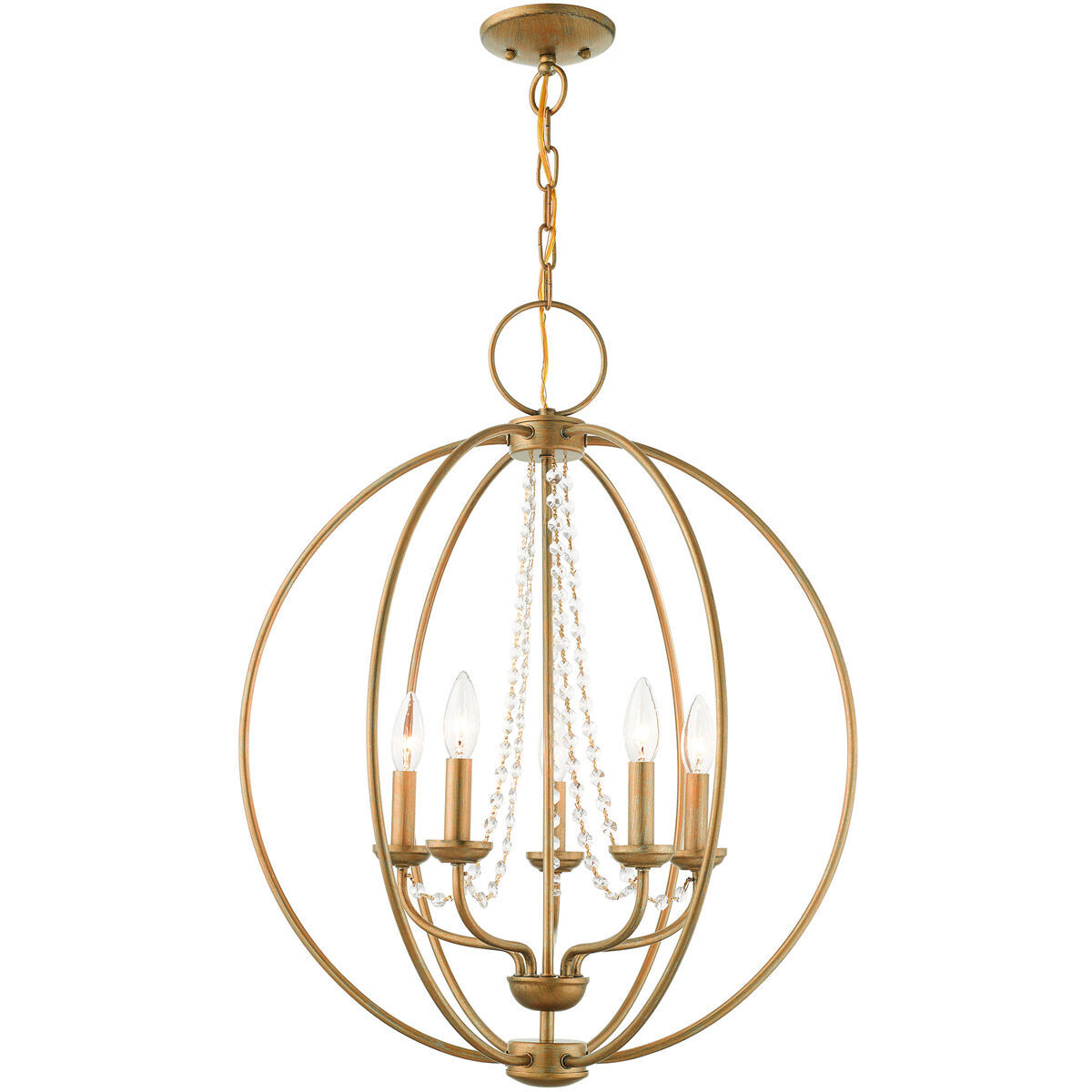 Arabella 5 Light 22 inch Antique Gold Leaf Chandelier Ceiling Light