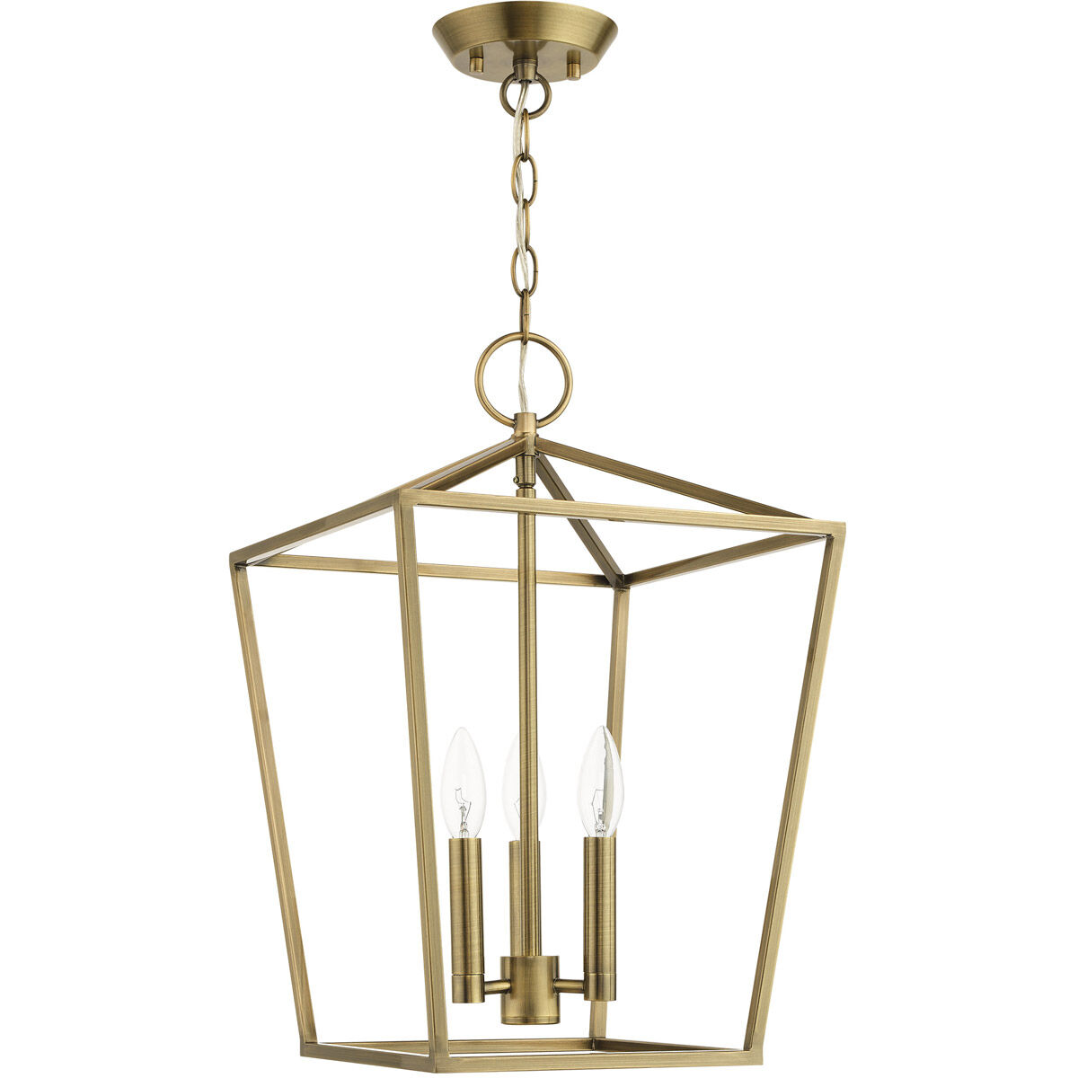 Devone 3 Light 13 inch Antique Brass Convertible Semi Flush/Lantern Ceiling Light