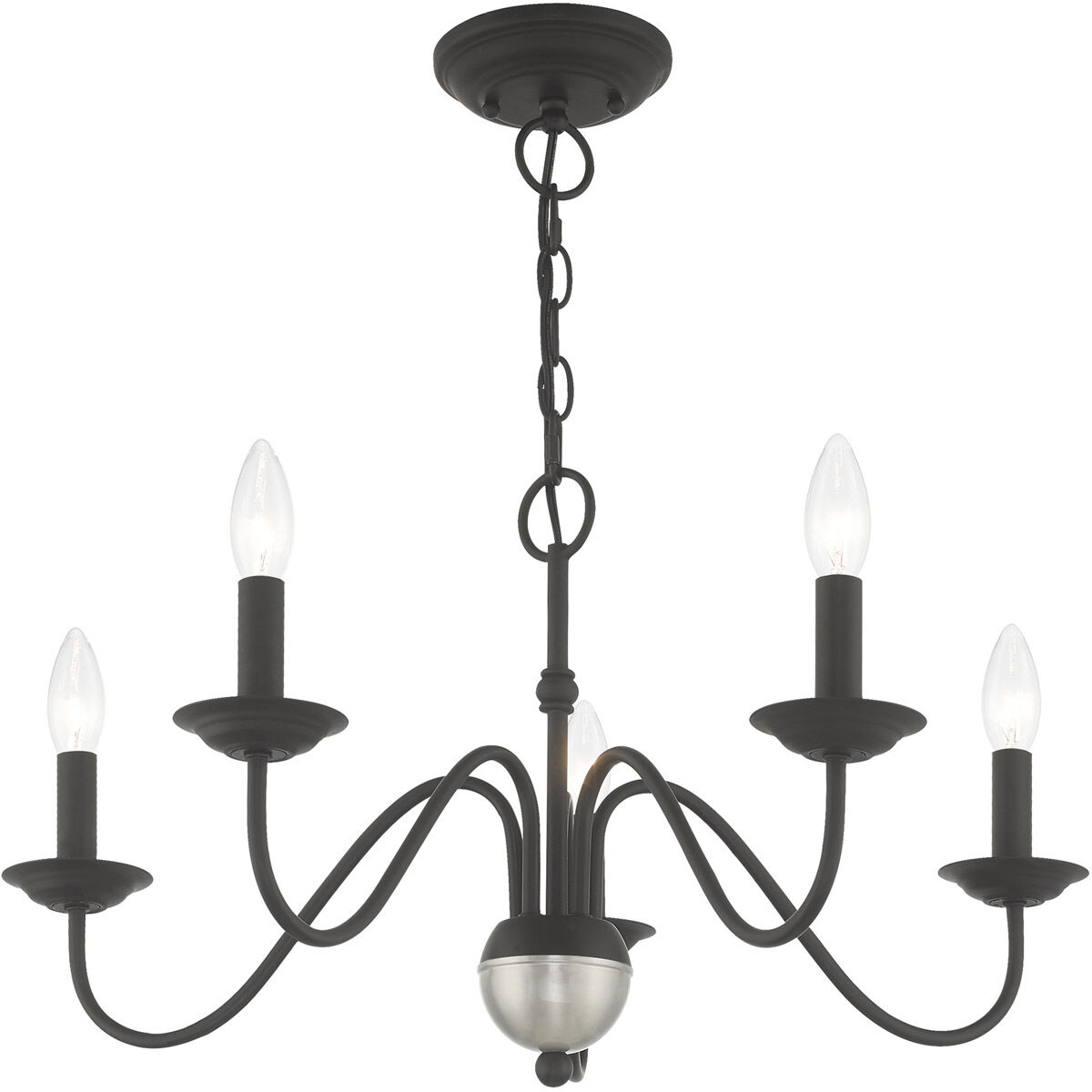 Windsor 5 Light 24 inch Black Chandelier Ceiling Light