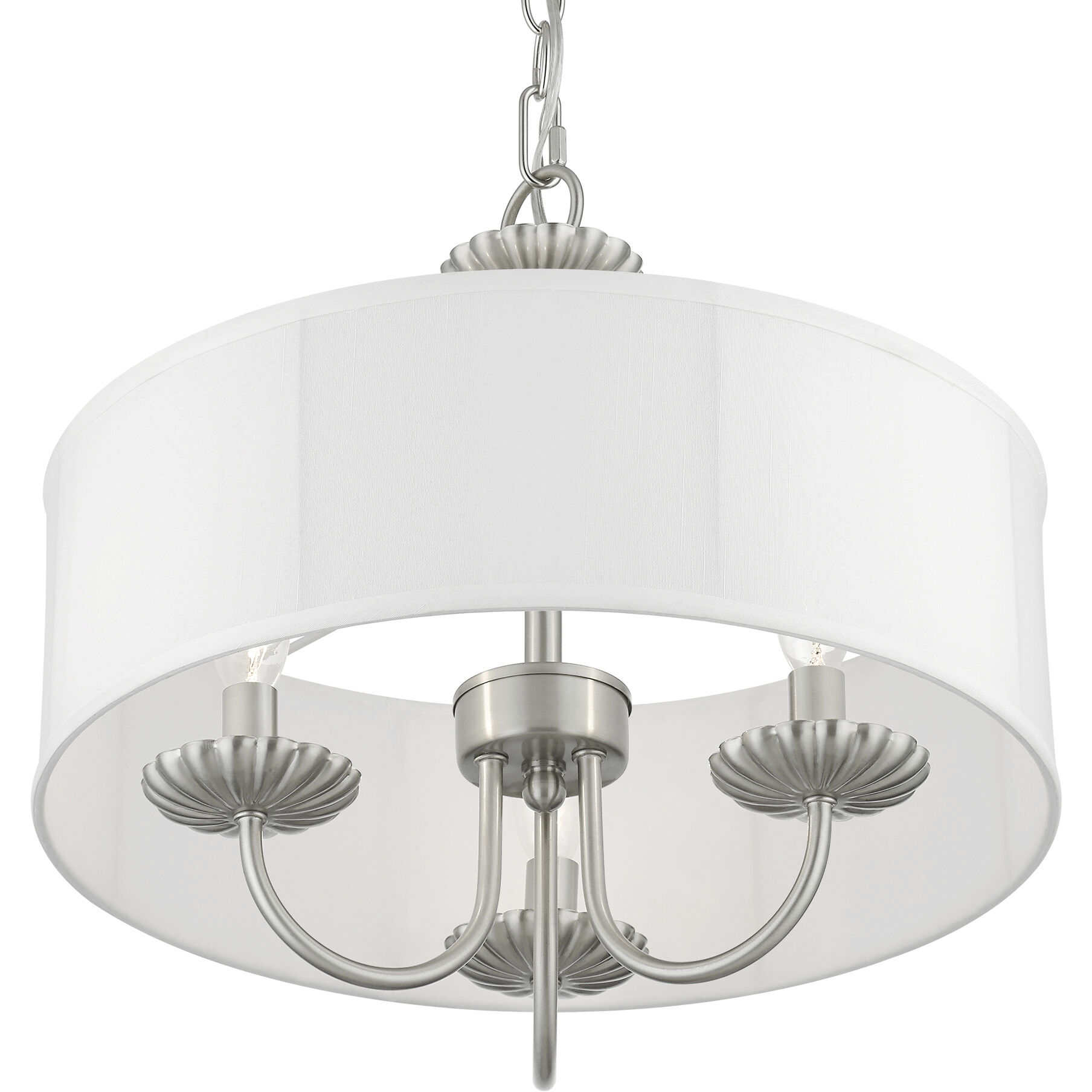 Brookdale 3 Light 16 inch Brushed Nickel Pendant Chandelier Ceiling Light