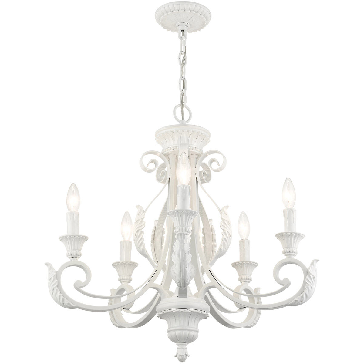 Valencia 5 Light 25 inch Shiny White Chandelier Ceiling Light