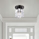 Rotterdam 1 Light 7 inch Black Chrome Crystal Semi-Flush Ceiling Light