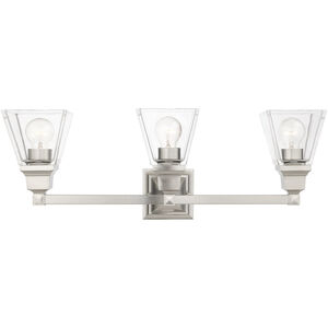 Mission 3 Light 25 inch Brushed Nickel Vanity Sconce Wall Light