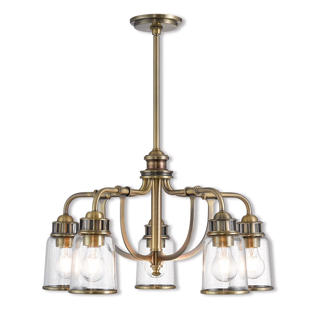 Lawrenceville 5 Light 24 inch Antique Brass Dinette Chandelier Ceiling Light
