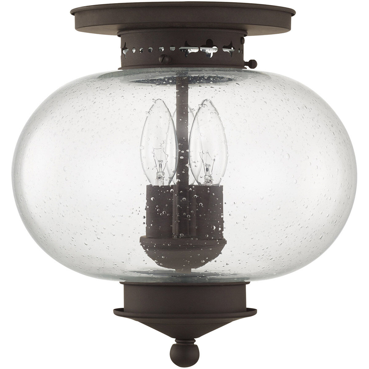 Harbor 3 Light 11 inch Bronze Semi-Flush Mount Ceiling Light