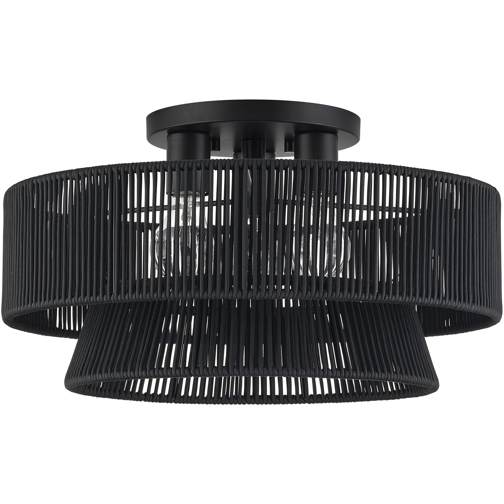 Florell 3 Light 18 inch Black Semi Flush Mount Ceiling Light, Large