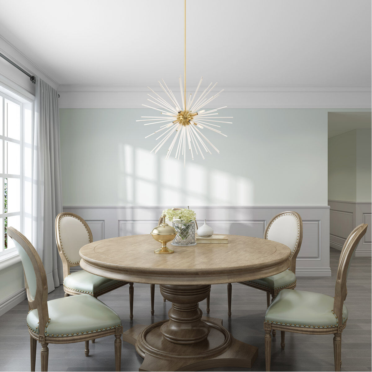 Utopia 8 Light 34 inch Satin Brass Pendant Chandelier Ceiling Light