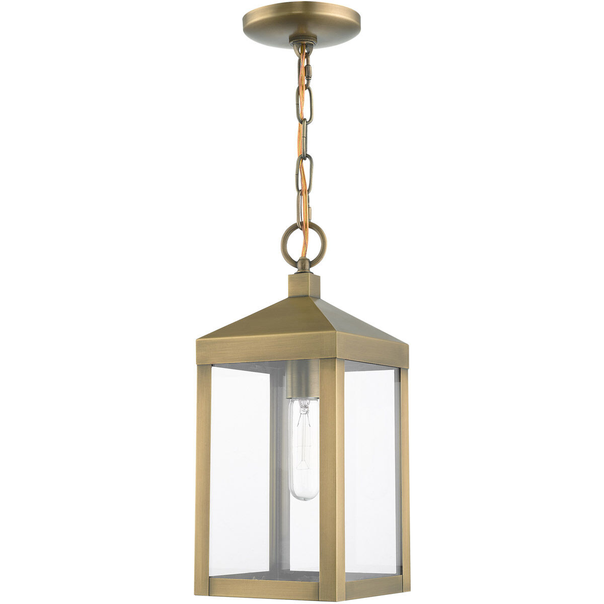 Nyack 1 Light 6 inch Antique Brass Outdoor Pendant Lantern