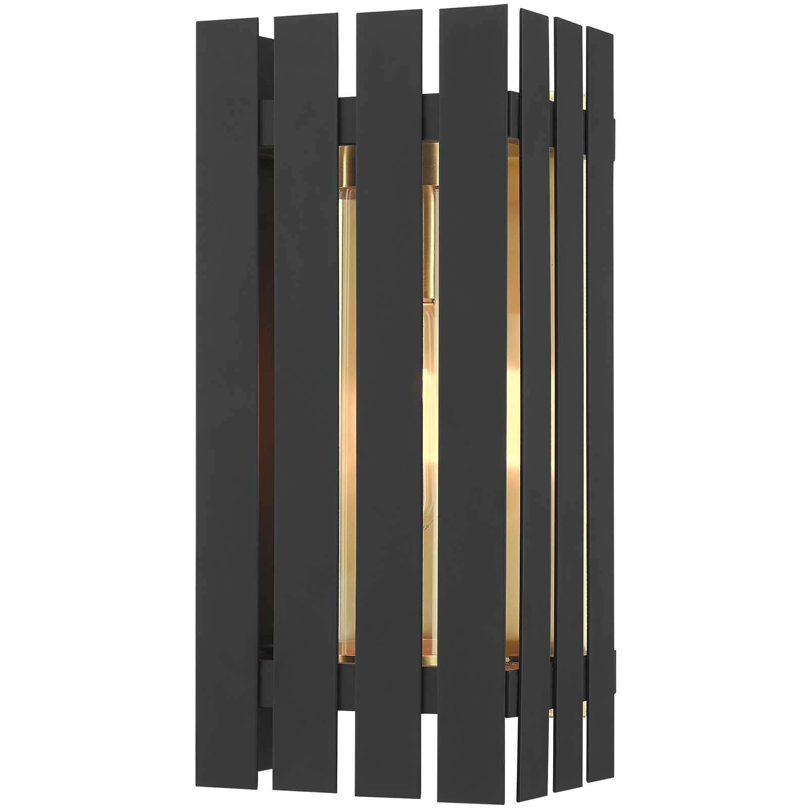 Greenwich 1 Light 10 inch Black with Satin Brass Accents Outdoor Wall Lantern