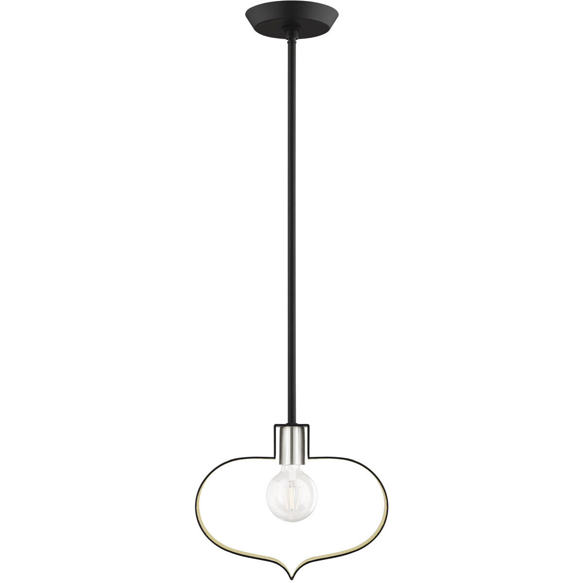 Meadowbrook 1 Light 12 inch Black with Brushed Nickel Accents Pendant Ceiling Light