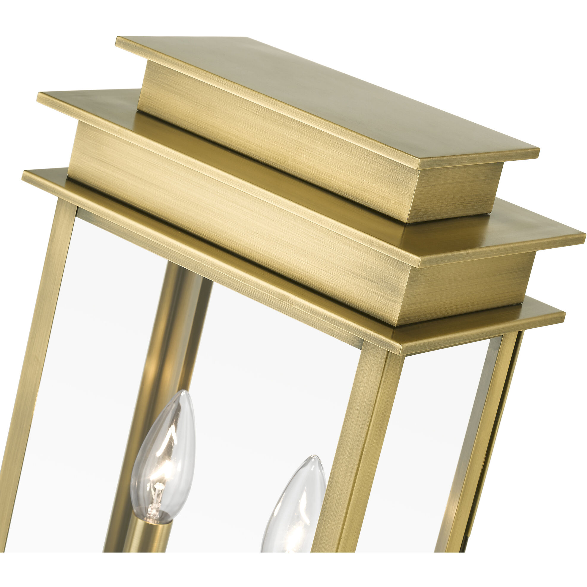 Princeton 2 Light 21 inch Antique Brass with Polished Chrome Outdoor Post Top Lantern, Large