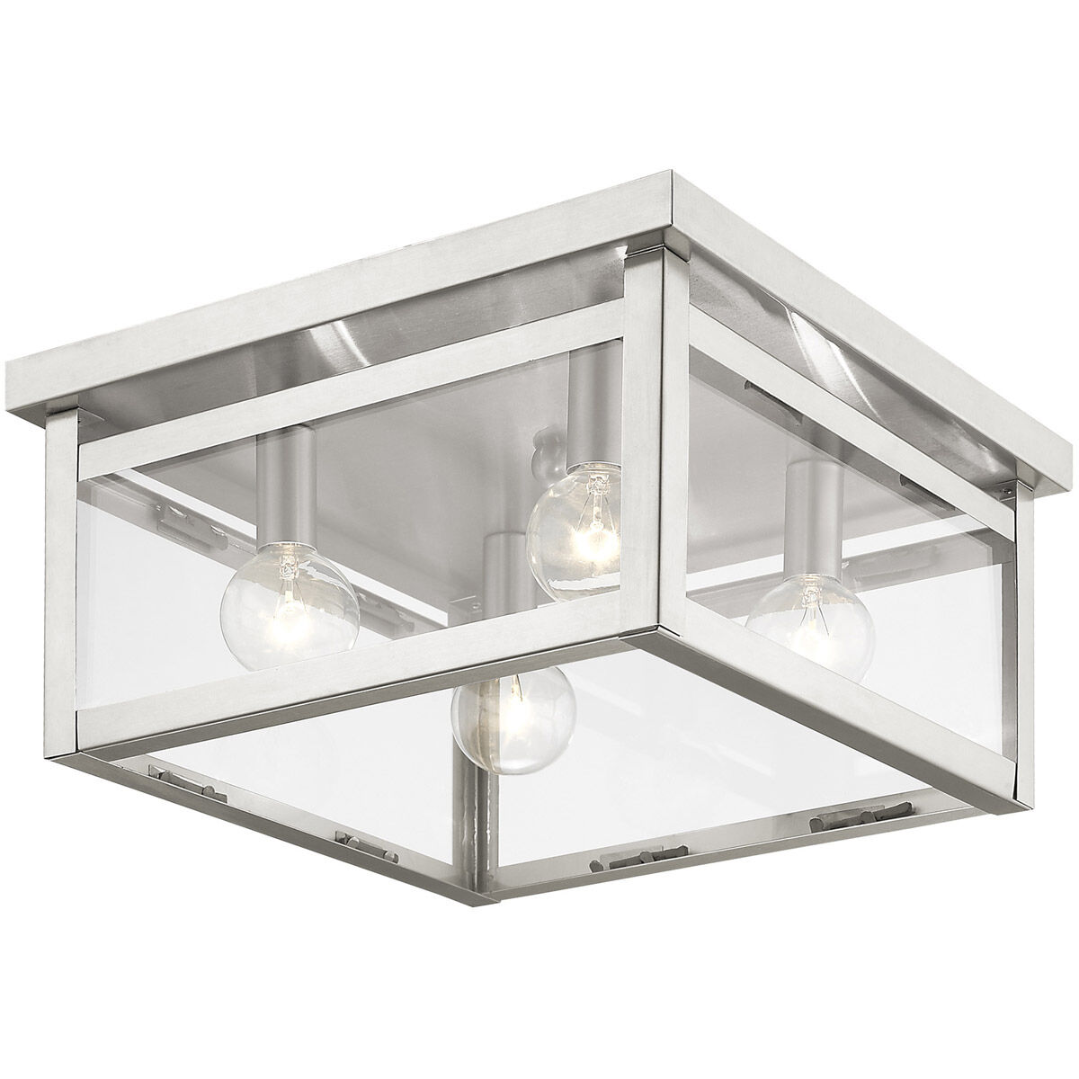 Milford 4 Light 11 inch Brushed Nickel Flush Mount Ceiling Light