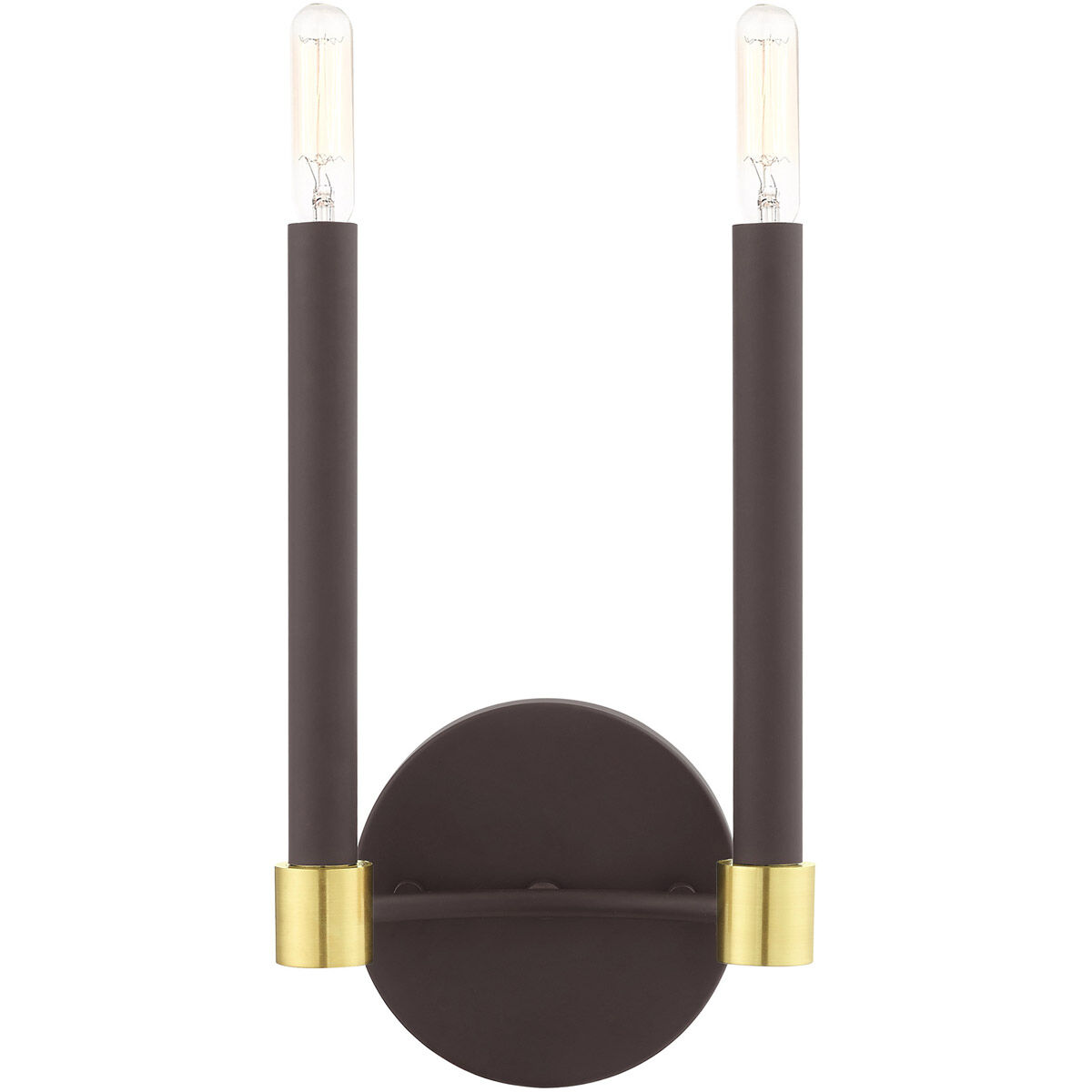 Karlstad 2 Light 7 inch Bronze with Satin Brass Accents ADA Sconce Wall Light