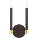 Karlstad 2 Light 7 inch Bronze with Satin Brass Accents ADA Sconce Wall Light