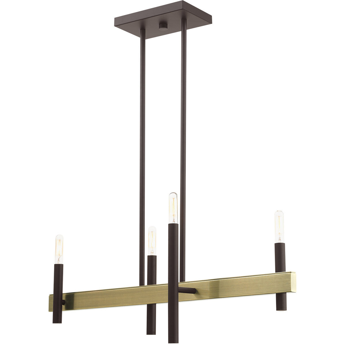 Denmark 4 Light 7.25 inch Bronze with Antique Brass Accents Chandelier Ceiling Light