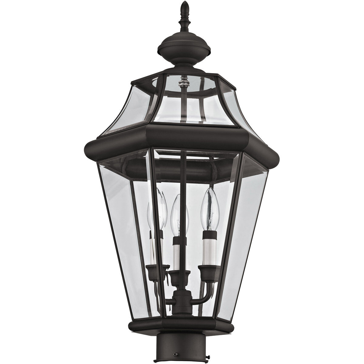 Georgetown 3 Light 23 inch Bronze Outdoor Post Top Lantern