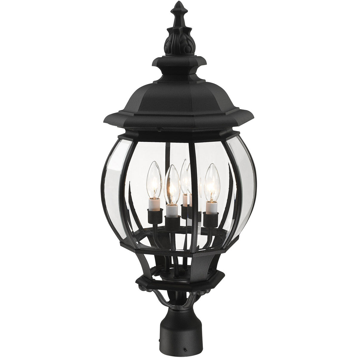 Frontenac 4 Light 27 inch Textured Black Outdoor Post Top Lantern