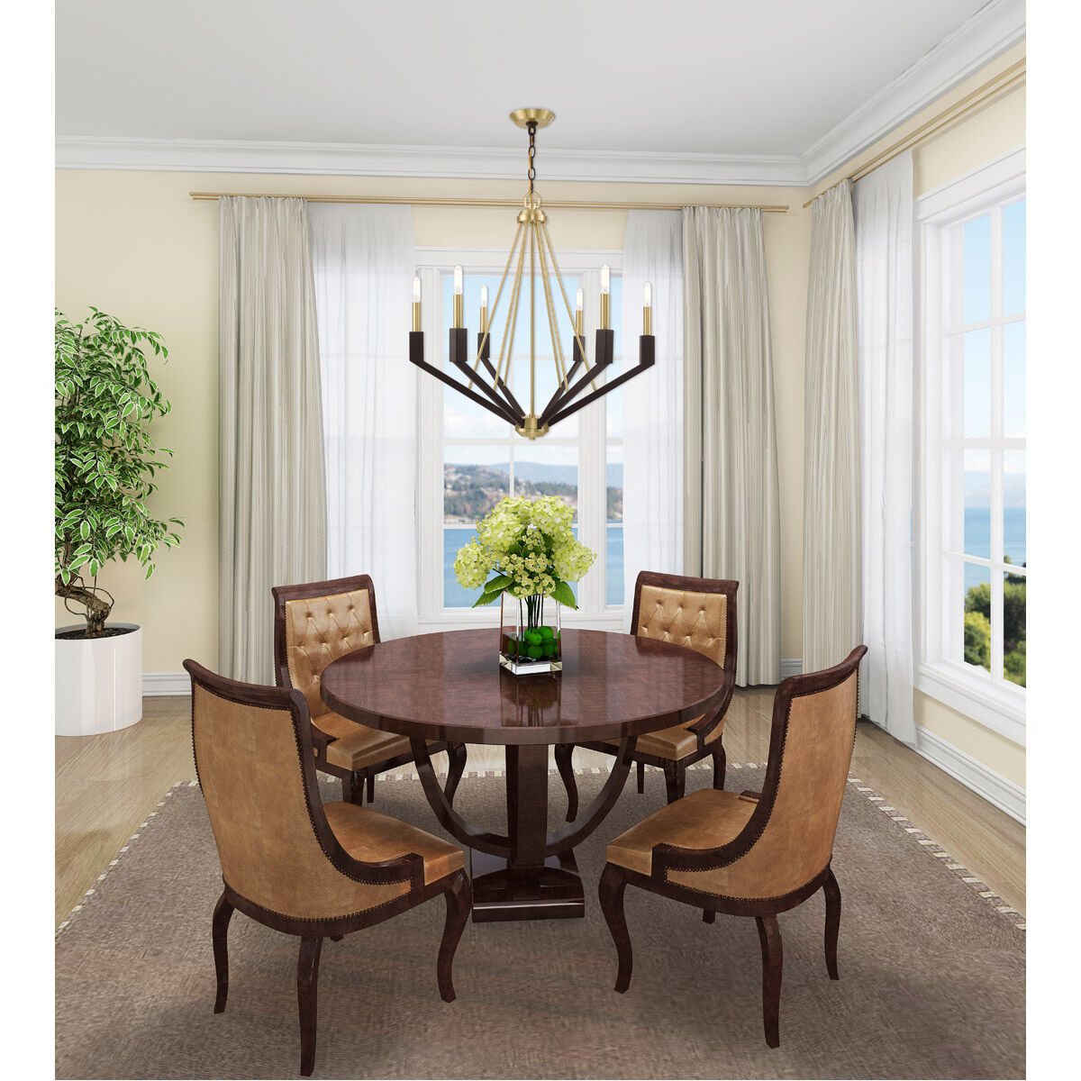 Beckett 6 Light 26 inch Satin Brass & Bronze Chandelier Ceiling Light