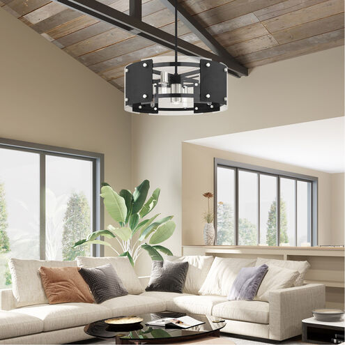 Barcelona 7 Light 27 inch Black with Brushed Nickel Accents Pendant Chandelier Ceiling Light