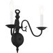 Williamsburg 2 Light 13 inch Black Sconce Wall Light