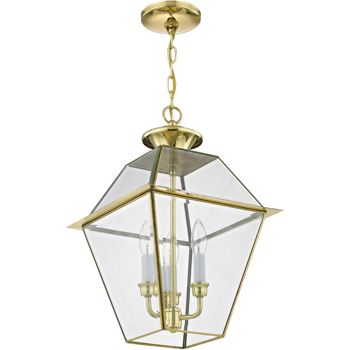Westover 3 Light 12 inch Polished Brass Outdoor Pendant Lantern