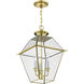 Westover 3 Light 12 inch Polished Brass Outdoor Pendant Lantern
