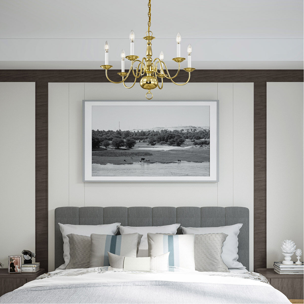 Williamsburgh 6 Light 24 inch Polished Brass Chandelier Ceiling Light