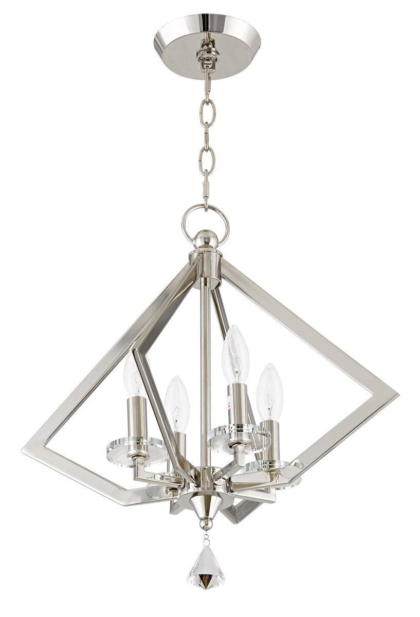 Diamond 4 Light 18 inch Polished Nickel Mini Chandelier Ceiling Light