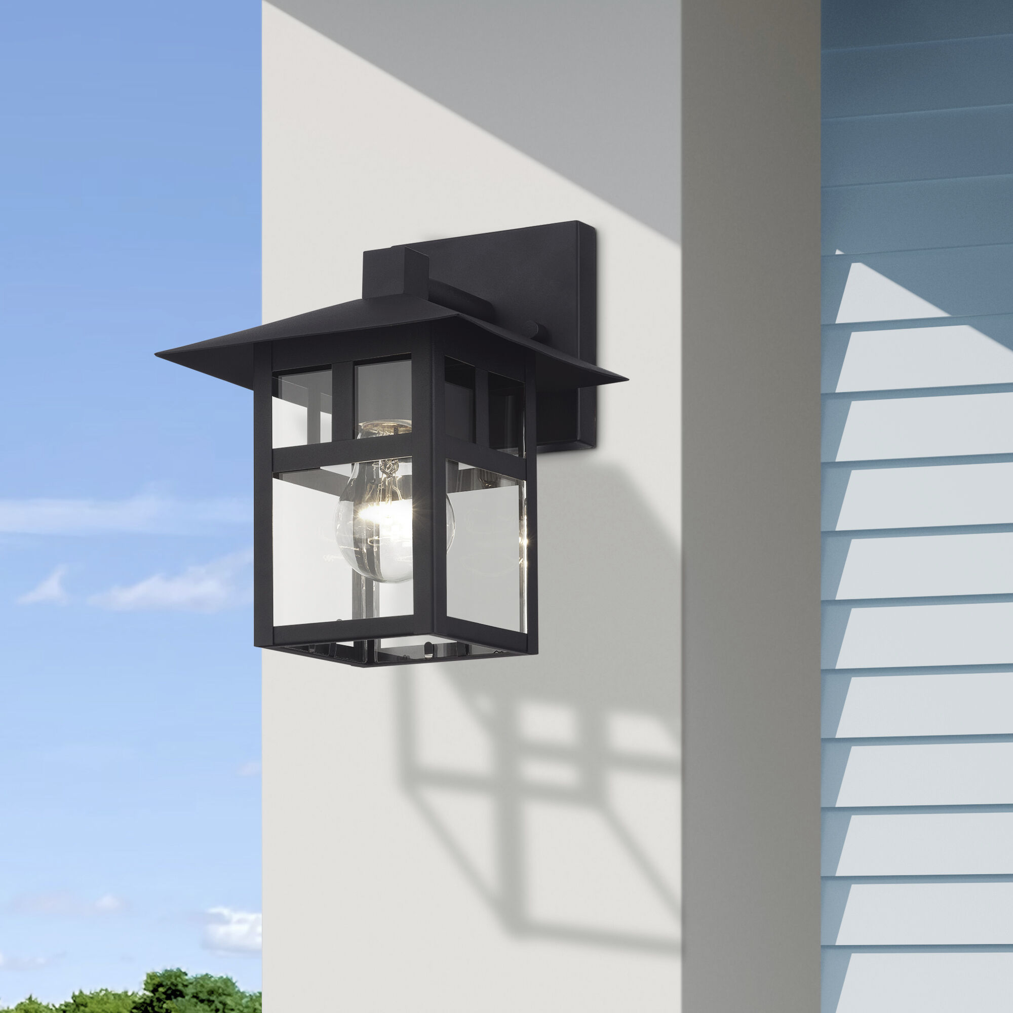 Crestlake 1 Light 9.5 inch Textured Black Outdoor Wall Lantern