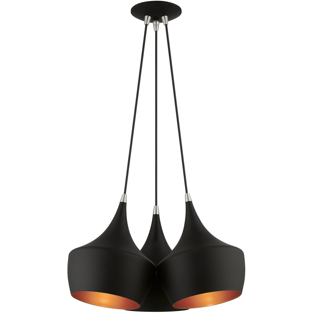 Waldorf 3 Light 21 inch Black Cluster Pendant Ceiling Light