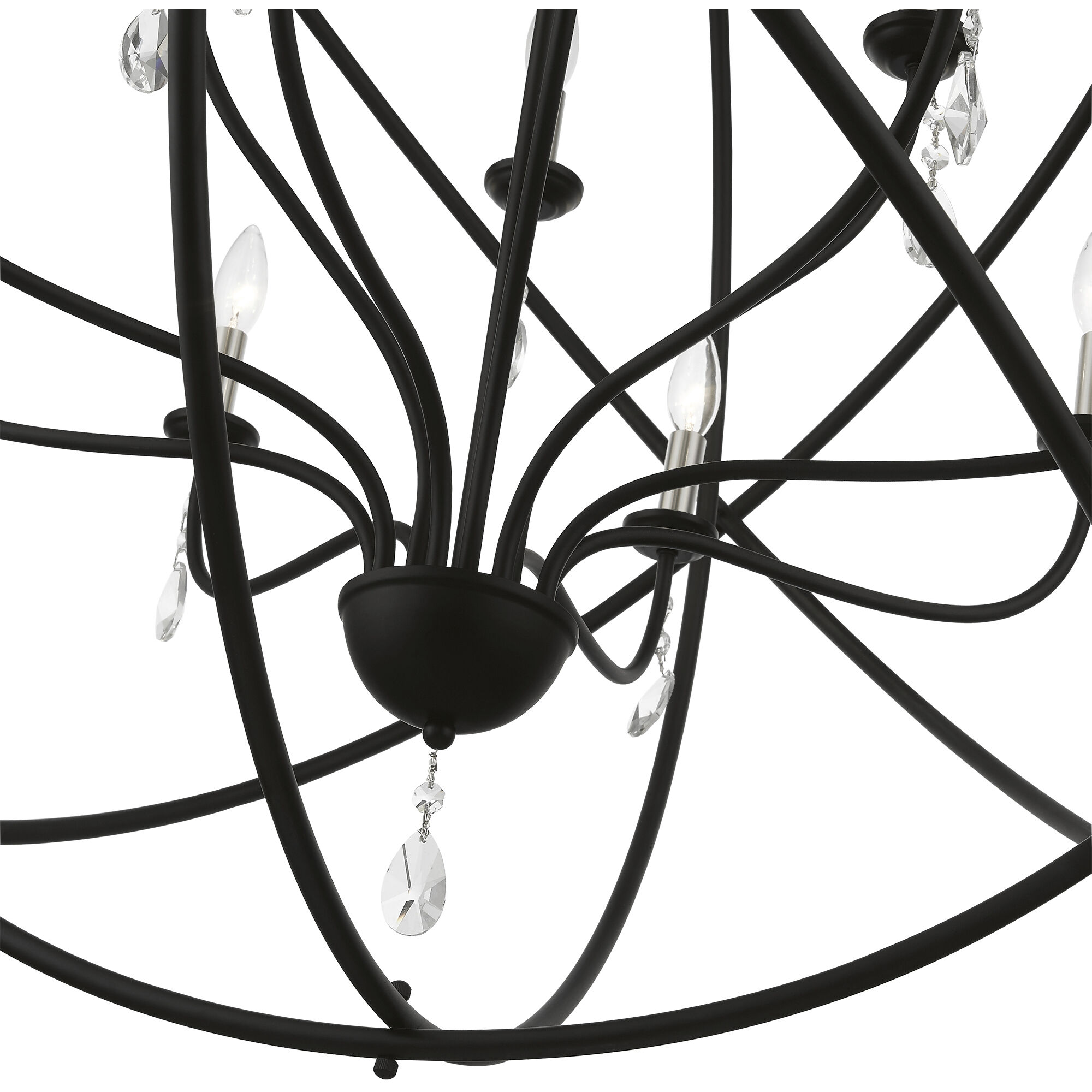 Aria 12 Light 40 inch Black with Brushed Nickel Finish Candles Grande Foyer Chandelier Ceiling Light