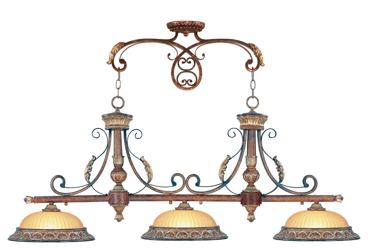 Villa Verona 3 Light 52 inch Verona Bronze with Aged Gold Leaf Accents Island Ceiling Light