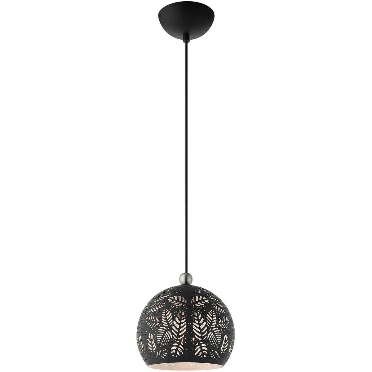 Chantily 1 Light 8 inch Black with Brushed Nickel Accents Pendant Ceiling Light