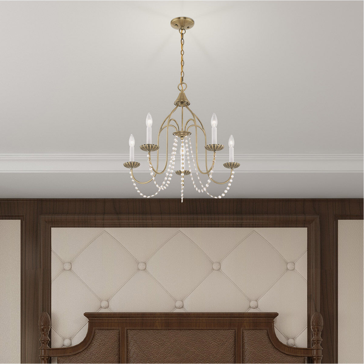 Alessia 5 Light 24 inch Antique Brass Chandelier Ceiling Light